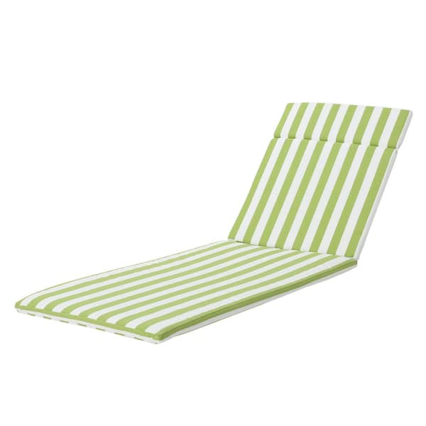 null Miller Green and White Striped Outdoor Water Resistant Chaise Lounge Cushion