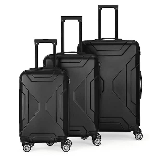 Hikolayae 3 PCS Luggage Sets Hardside Lightweight Suitcase with Spinner Wheels TSA Lock, (20/24/28), Black
