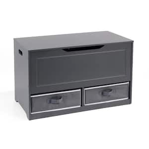 Charcoal Up and Down Toy and Storage Box and Bench with 2 Baskets