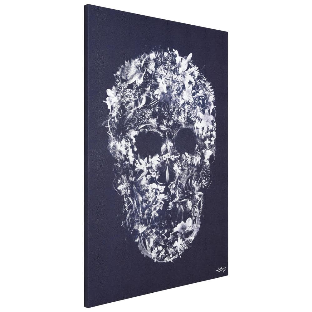 Ethereal Skull Silver Shagreen Wrapped Canvas Wall Art