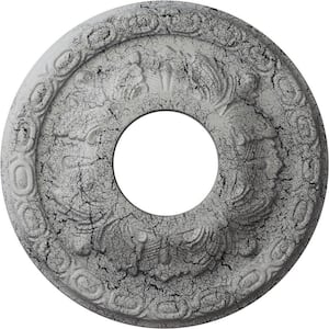 1-1/8 in. x 11-3/8 in. x 11-3/8 in. Polyurethane Leaf Ceiling Medallion, Ultra Pure White Crackle