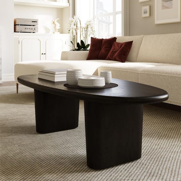Poly and Bark Falun 53 in. Black Sable Oval Wood Coffee Table