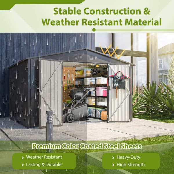 10 x 8 ft. Outdoor Storage Shed, All Weather Metal Sheds 10 x 8 ft. Outdoor Storage Shed, All Weather Metal Sheds