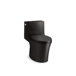 Veil 12 inch. One-Piece Dual Flush: 0.8/1.28 GPF Dual Flush Elongated Toilet in Black Black Seat Included