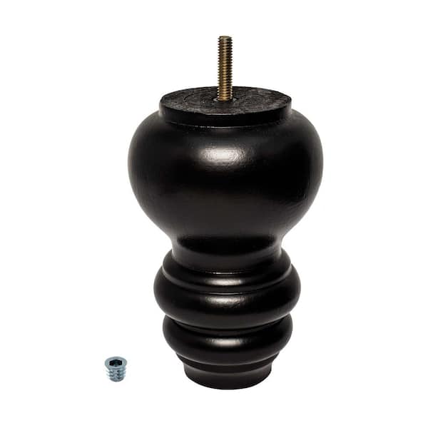 American Pro Decor 6 in. x 4 in. Stained Espresso Solid Hardwood Round Bun Foot