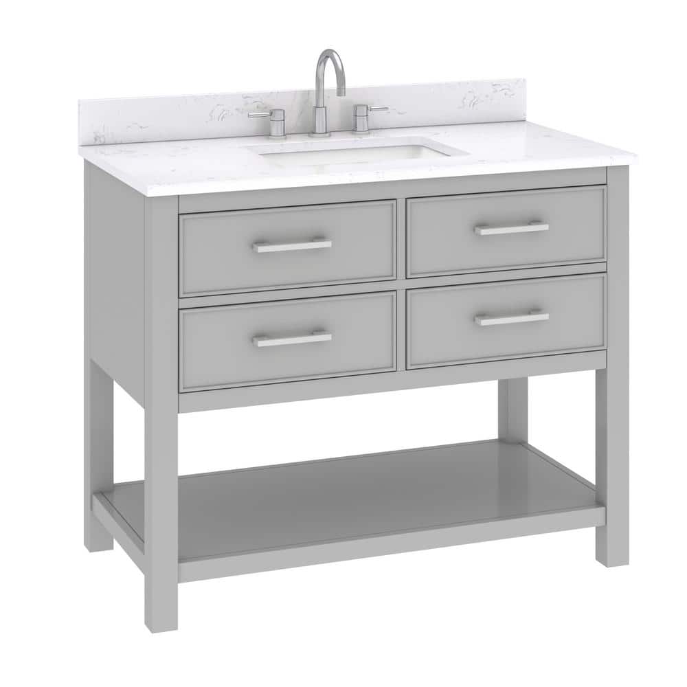 Chilled Gray 43" Single Bathroom Vanity with Engineered Marble Top