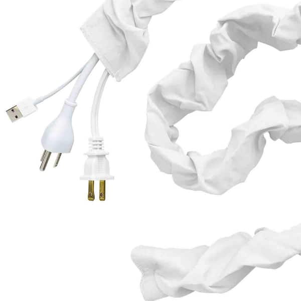 Cordinate 6 ft. Decor Fabric Cord Cover, White