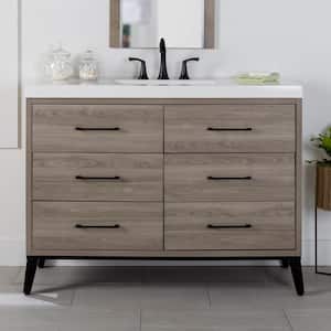 Solway 49 in. W x 19 in. D x 37 in. H Single Sink Freestanding Bath Vanity in Forest Elm with White Cultured Marble Top