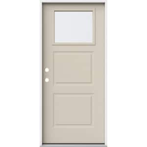 36 in. x 80 in. 2 Panel Right-Hand/Inswing 1/4 Lite Clear Glass Primed Steel Prehung Front Door