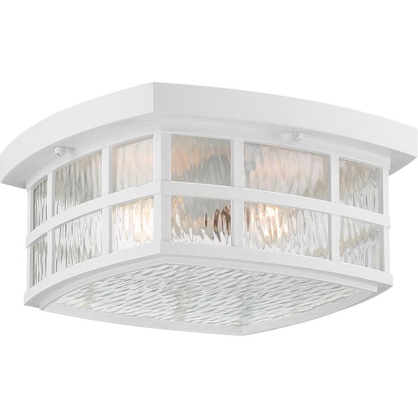 Stonington 2-Light White Lustre Outdoor Flush Mount