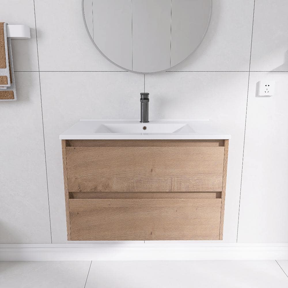 30 in Wall-Mounted Vanity with Ceramic Sink and Hidden 45° Handles price history on PriceWatchPro