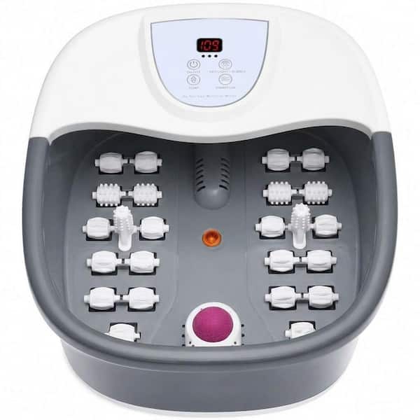 Foot Spa Bath Massager with Heat, 22 Massage Rollers, Temperature Control, Jets, Bubbles, and Vibration, Black