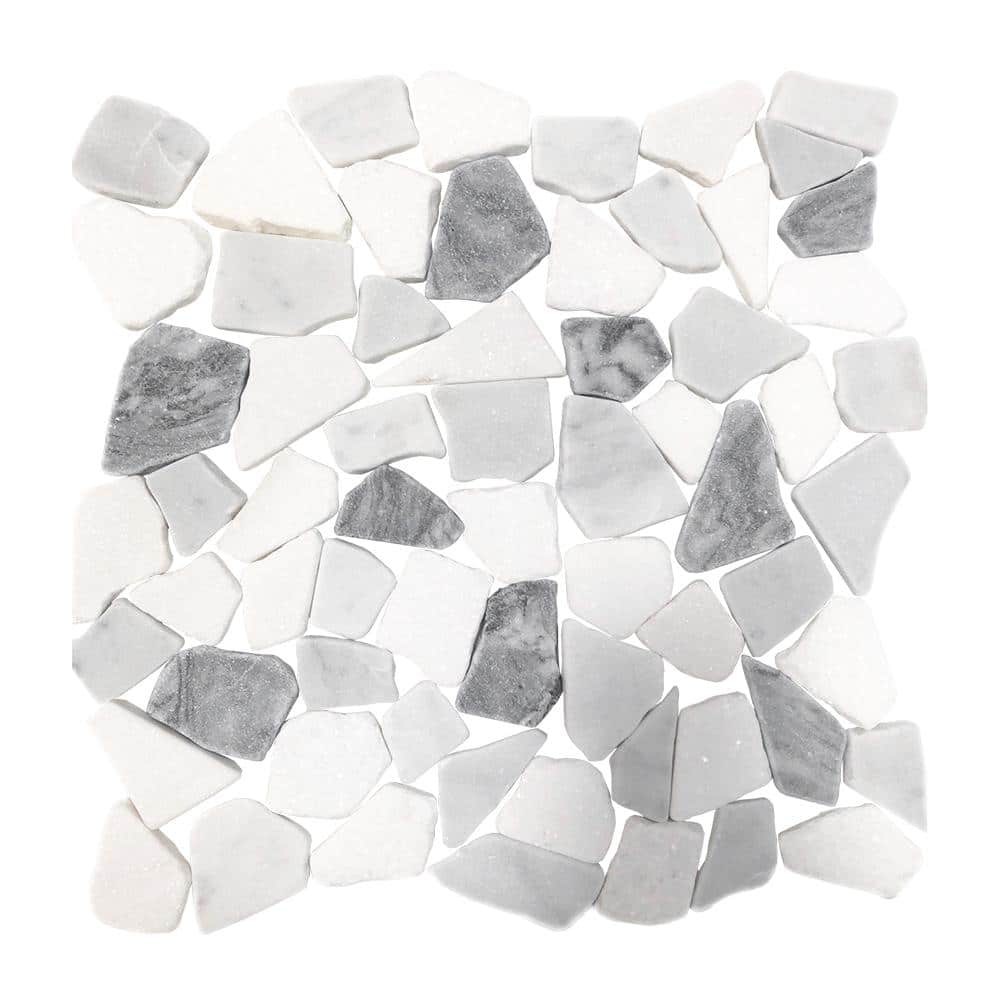 Jeffrey Court Waterfront White Pebble 11.125 in. x 11.125 in