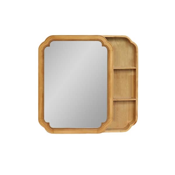 23.82 in. W x 31.5 in. H Rectangular Wood Medicine Cabinet with Mirror and Slide Door, Beadwork