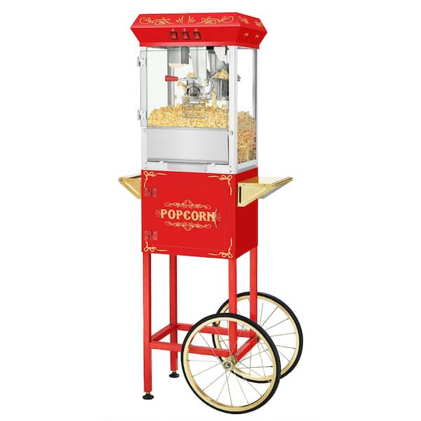 8 oz. Movie Night Popcorn Cart, Popcorn Machine in Red Floral
