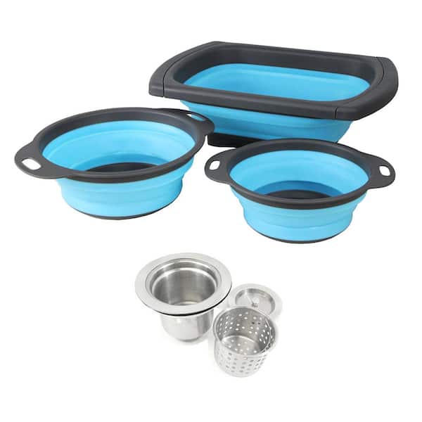 Topmount Drop-In 18G Stainless Steel 33-1/8 in. 3 Hole 60/40 Double Bowl  Kitchen Sink w/ Collapsible Silicone Colanders ALTO-6040-3-CKC - The Home  Depot