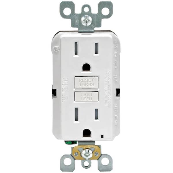 15 Amp 125-Volt Duplex SmarTest Self-Test SmartlockPro Tamper Resistant GFCI Outlet, White GFTR1-KW