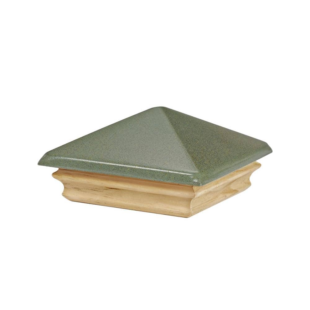 Green Pyramid Post Cap - Fits 4 in. x 4 in. Nominal Posts - Aluminum Top with Pine Base - DIY Porch, Deck, Fence Decor price history on PriceWatchPro