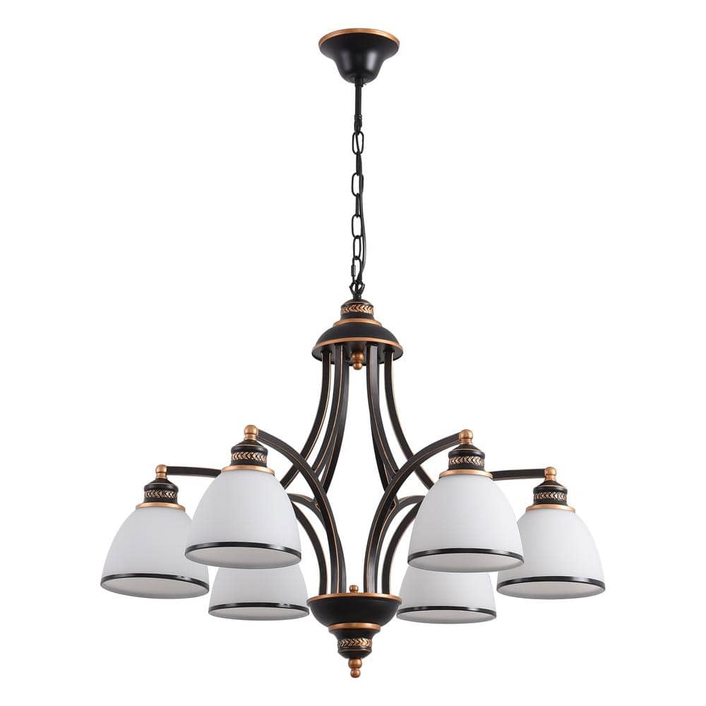 6-Light Farmhouse Oil Rubbed Bronze Chandelier with Frosted White Glass Shades for Dining Room and Bedroom price history on PriceWatchPro