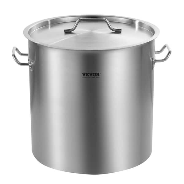 VEVOR Commercial Stockpot 53 qt. Stainless Steel Nonstick in Silver Cookware Sauce Pot with Lid and Manual, Heavy Duty