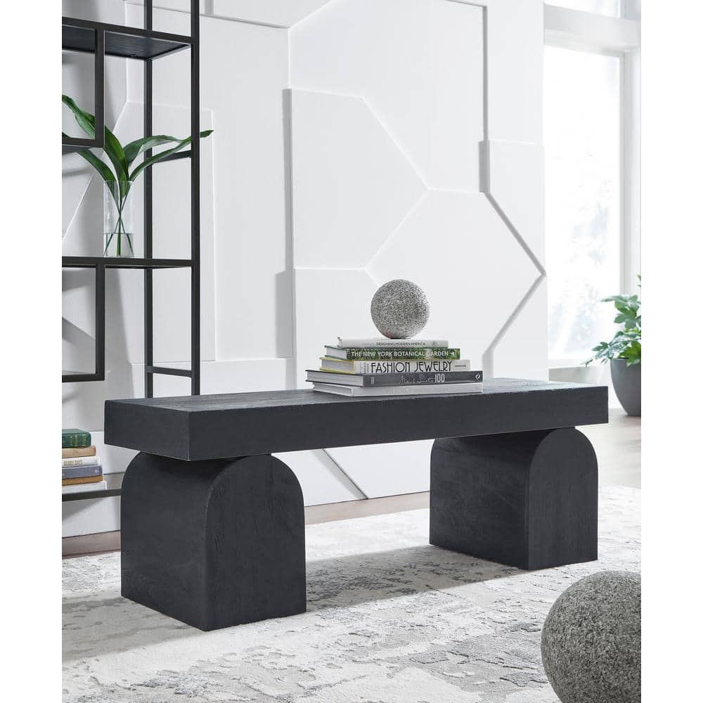Holgrove Black Solid Wood Contemporary Accent Bench