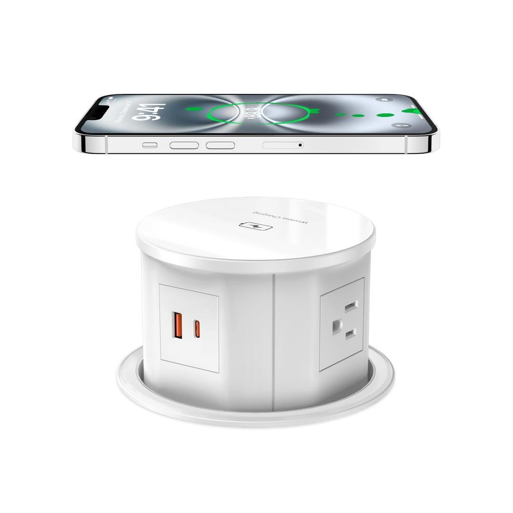 6 ft. Extension Cord 4-Outlet Pop-up Surge Protector Outlet in White with 15-Watt Wireless Charger and 20-Watt USB Ports price history on PriceWatchPro