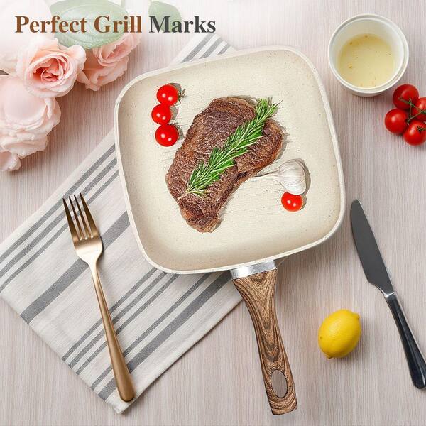 Tahanbath 3-Piece Aluminum Nonstick Square Frying Pan Set - 9.5 in