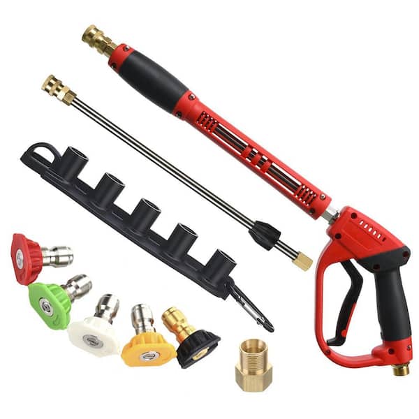 5000 Psi 4 in. Red Deluxe Pressure Washer Gun, Pressure Washer Wand M22 Fitting with Replacement Wand Extension