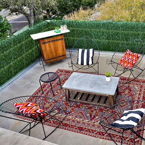 20 in. H x 20 in. W Plastic Artificial Ivy Faux Boxwood Hedge Privacy Garden Fence for Backyard Garden, 1-Pieces