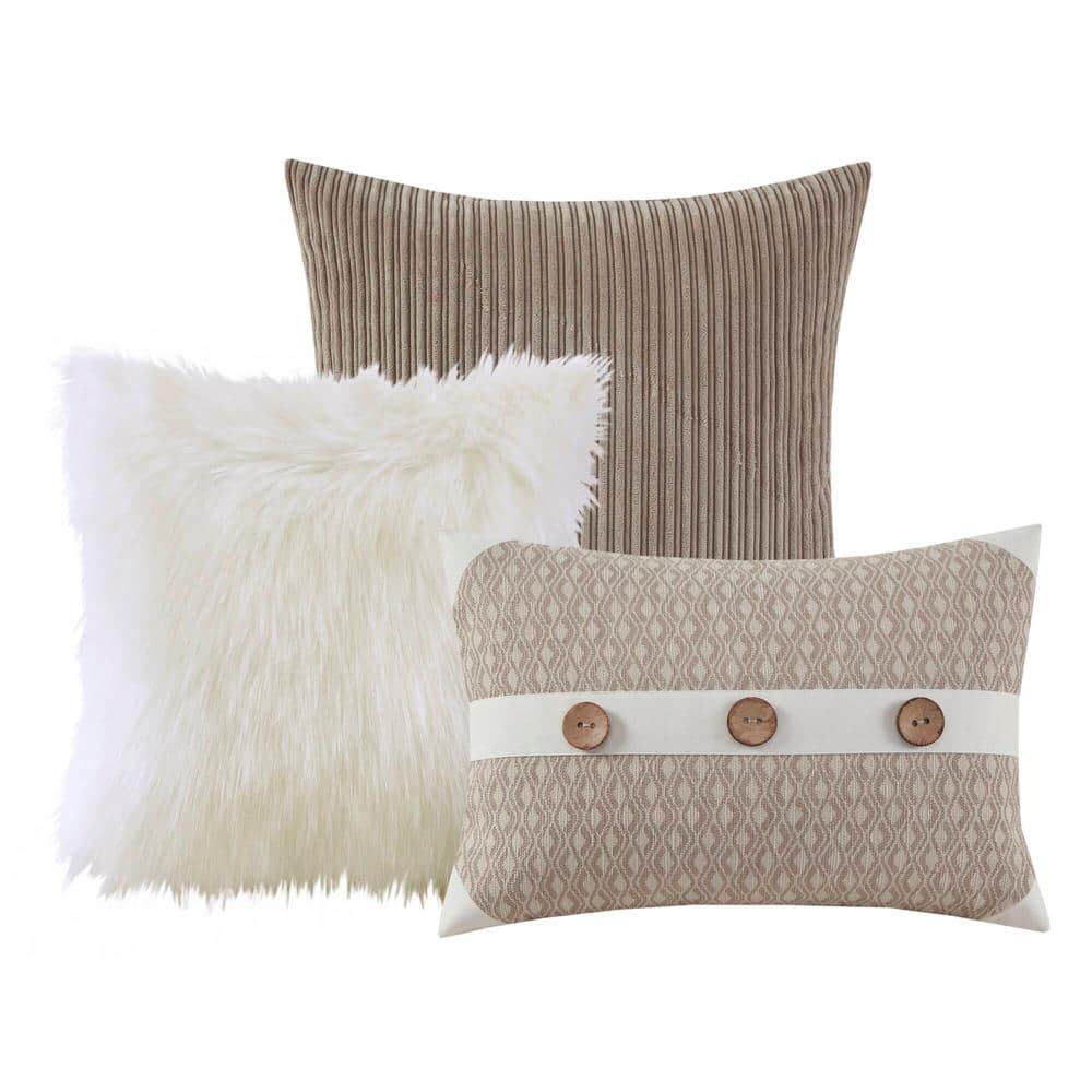 Ivory Queen Cotton Jacquard Comforter Set with Button Accents