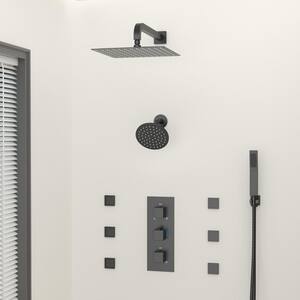 YAWWALK Thermostatic Triple Handles 8-Spray Dual Shower Head