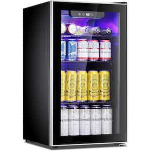 17.5 in. 120-Bottle Refrigerator Wine and 120-Can Beverage Cooler Mini Fridge in Black with Glass Door for Soda, Beer