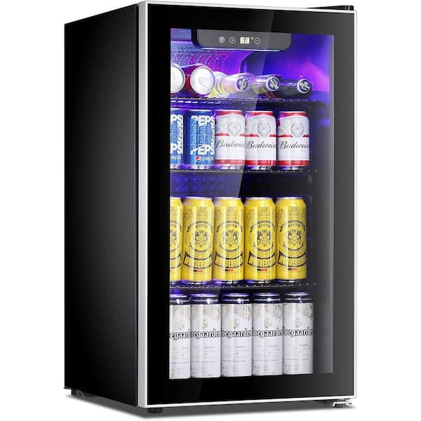 5.1Cu.Ft Soda or Beer Small Wine or Champagne Cooler Low Noise Transparent  Glass Door with a Lock LED Light - 24inch - Yahoo Shopping