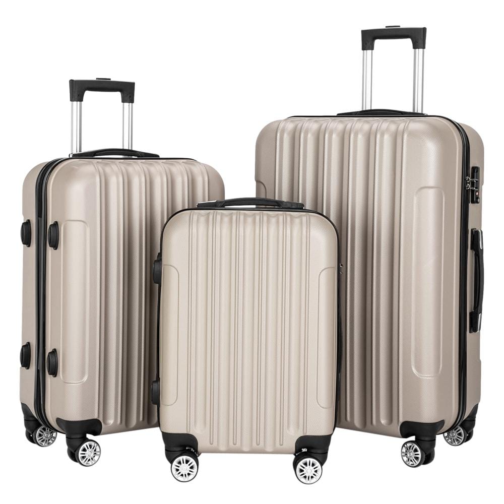 Karl home 3-Piece Champagne Luggage Set Traveling Storage Suitcase