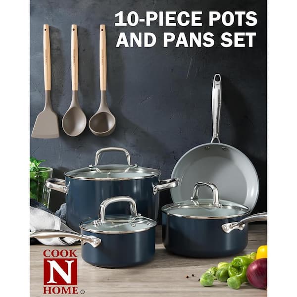 Cook N Home 10-Piece Hard Anodized Aluminum Nonstick Healthy