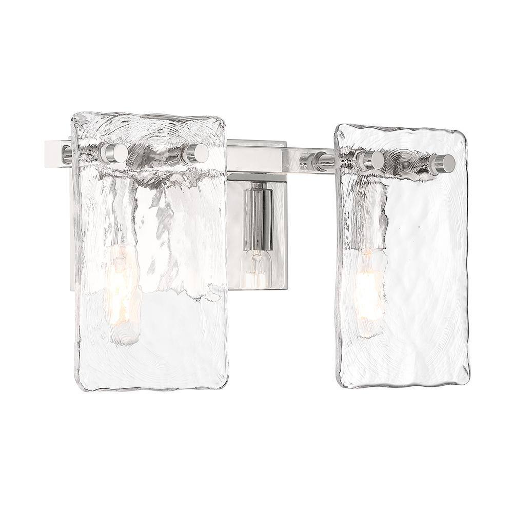 Polished Nickel 2-Light Vanity with Handmade Water Glass Shades