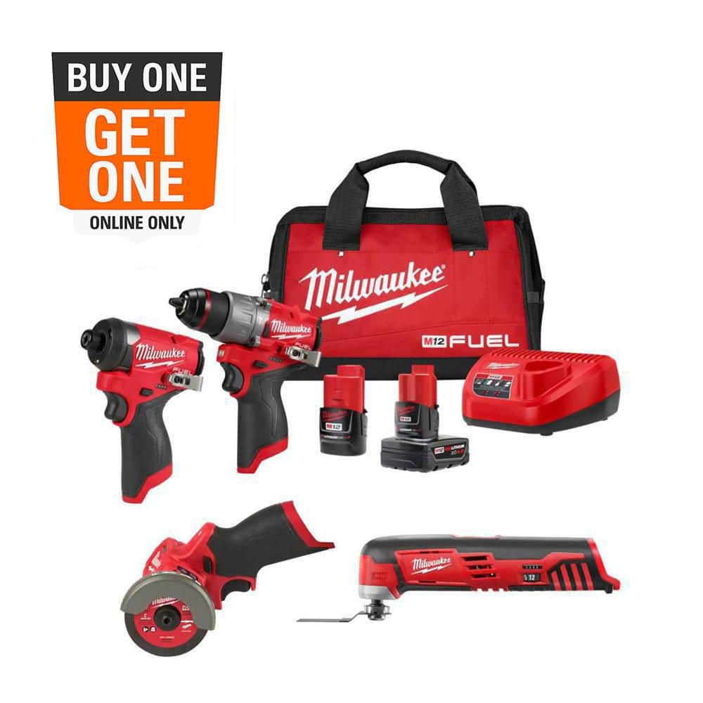 M12 FUEL 12-Volt Li-Ion Brushless Cordless Hammer Drill & Impact Driver Combo Kit w/2 Batteries, Cut Off Saw & MultiTool price history on PriceWatchPro