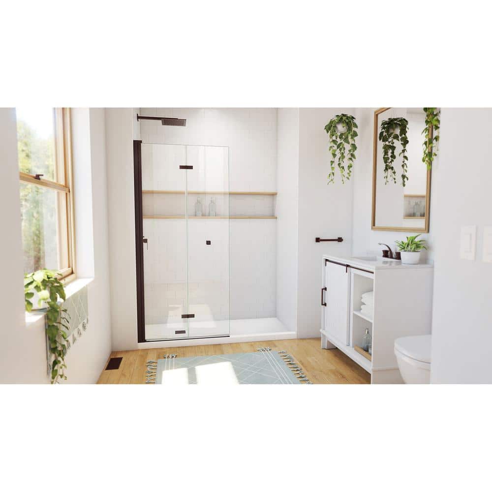 Oil Rubbed Bronze Frameless Bi-Fold Shower Door, 33.5" x 72"