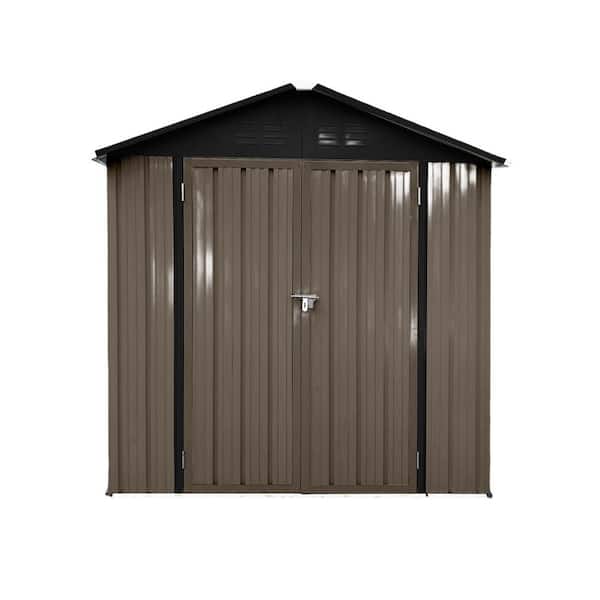 6 ft. W x 4 ft. D Apex Roof Outdoor Storage Shed (Brown and Black)