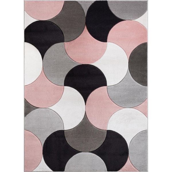 Well Woven Good Vibes Blush Pink 9 ft. 3 in. x 12 ft. 6 in. Helena Modern Geometric Area Rug