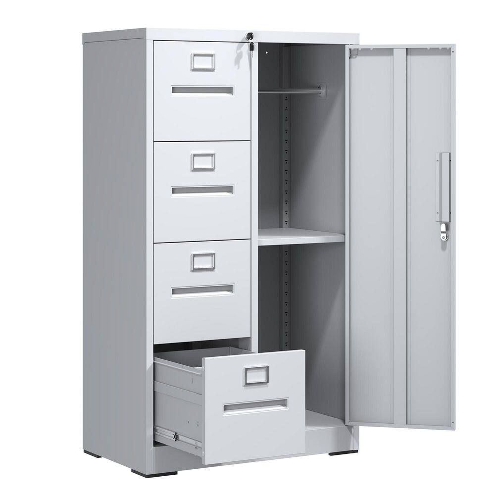 52.4 in. H Steel File Locker with 4-Drawers and 1-Door, Metal Storage Vertical Filing Cabinet with Lock in White price history on PriceWatchPro