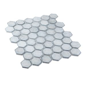 Honoro Hexite Soho Dark Gray Glossy 12-3/4 in. x 11 in. Hexagon Smooth Glass Mosaic Tile (4.9 sq. ft./Case)