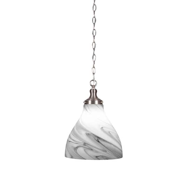 Unbranded Alton 60-Watt 1-Light Brushed Nickel Shaded Mini Pendant Light with Glass Shade