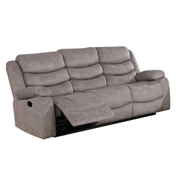Castleford 38.00 in. Light Gray Solid Fabric 3-Seat Motion Sofa with Reclining