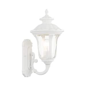 Oxford Textured White Outdoor Hardwired Wall Sconce with No Bulbs Included