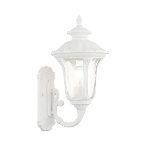 Livex Lighting Oxford Textured White Outdoor Hardwired Wall Sconce with No Bulbs Included