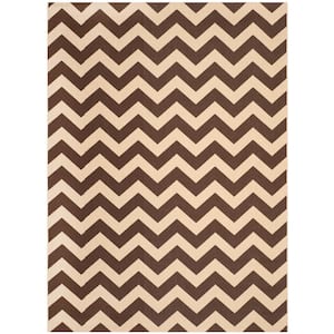 Courtyard Dark Brown 9 ft. x 12 ft. Geometric Indoor/Outdoor Patio  Area Rug