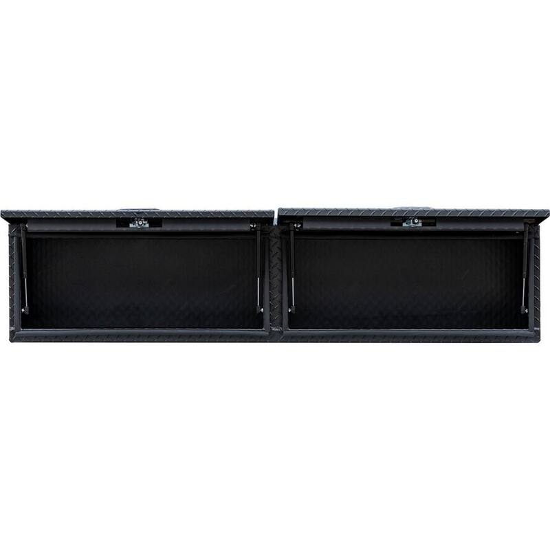 16 in. x 13 in. x 72 in. Matte Black Diamond Tread Aluminum Top Mount Truck Tool Box with Flip-Up Doors