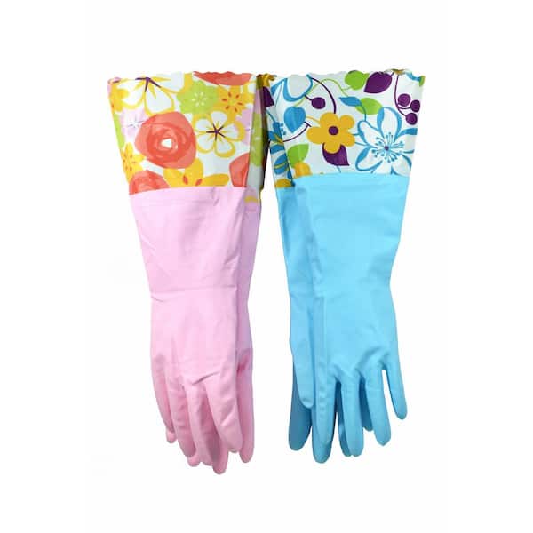 2 PAIRS OF MEDIUM LATEX WASHING UP GLOVES RUBBER GLOVES FOR KITCHEN NEW 