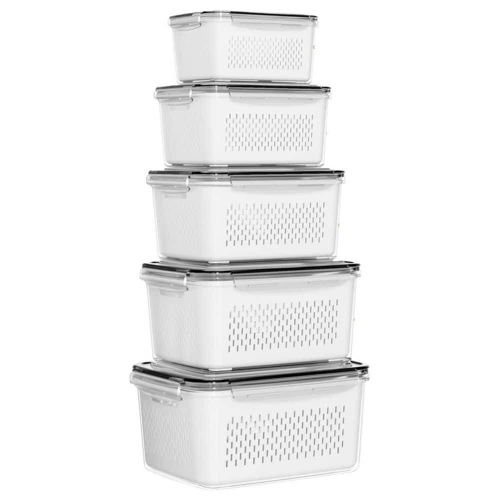 5-Pack Fruit Storage Containers for Fridge with Removable Colanders, 4 in 1 Produce Storage Containers with Lids price history on PriceWatchPro